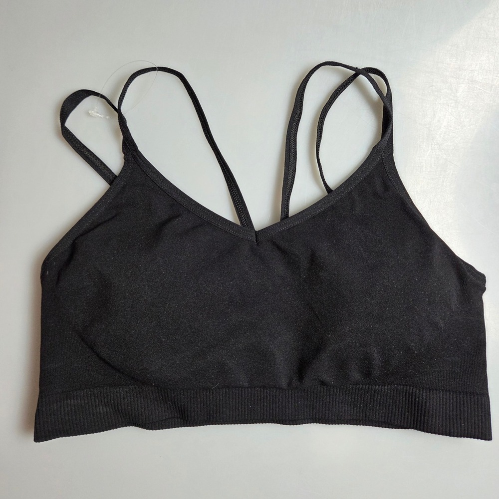 BP.‎ Nordstrom Black Seamless Bralette Double Strap V-Neck Wireless Size M